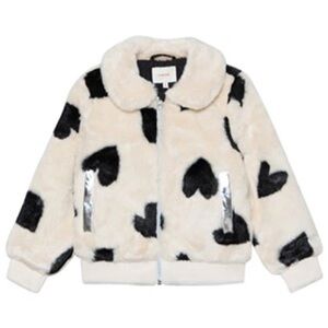 Catimini Black and Cream Faux Fur Jacket